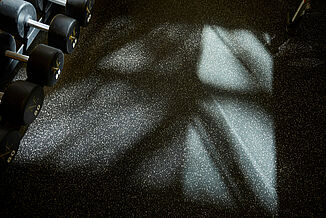 REGUPOL aktivpro roll flooring is featured throughout the Millersville University's performance center. The "Gray Hound" colored flooring is a durable and seamless option.