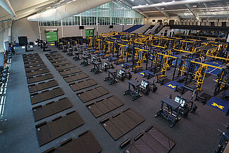 The University of Michigan's football performance center plyometric area