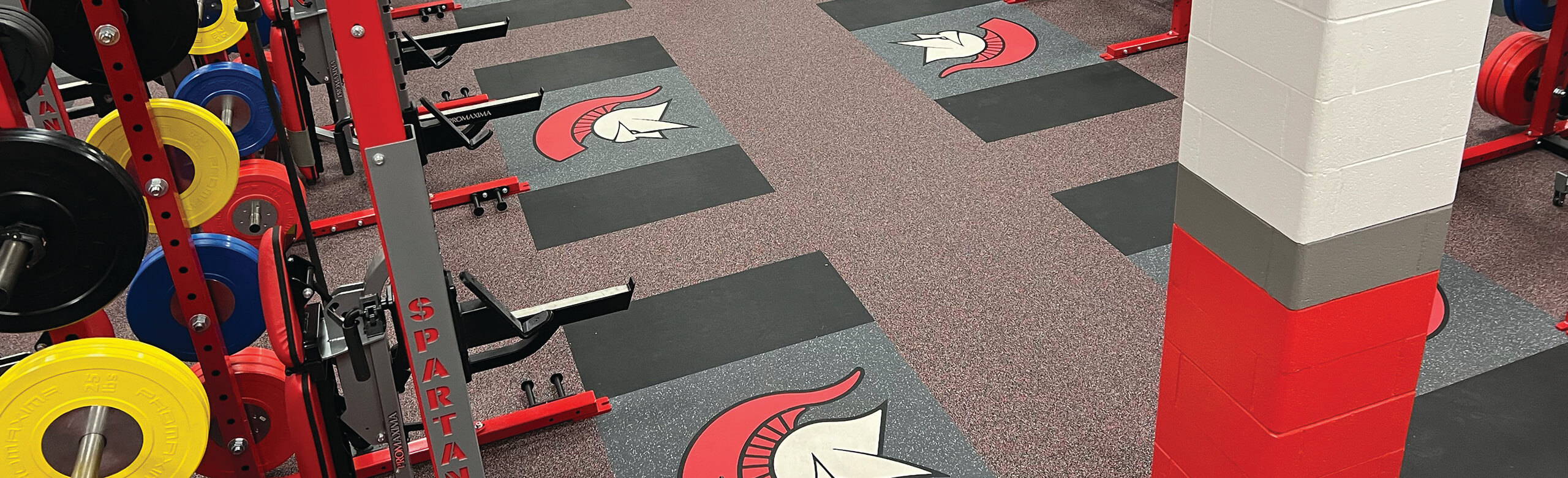 REGUPOL aktivplus premier High-Performance Rubber Flooring View of an athletic performance center utilizing REGUPOL aktivplus premier flooring in their facility. The flooring demonstrates the customizability of REGUPOL products.