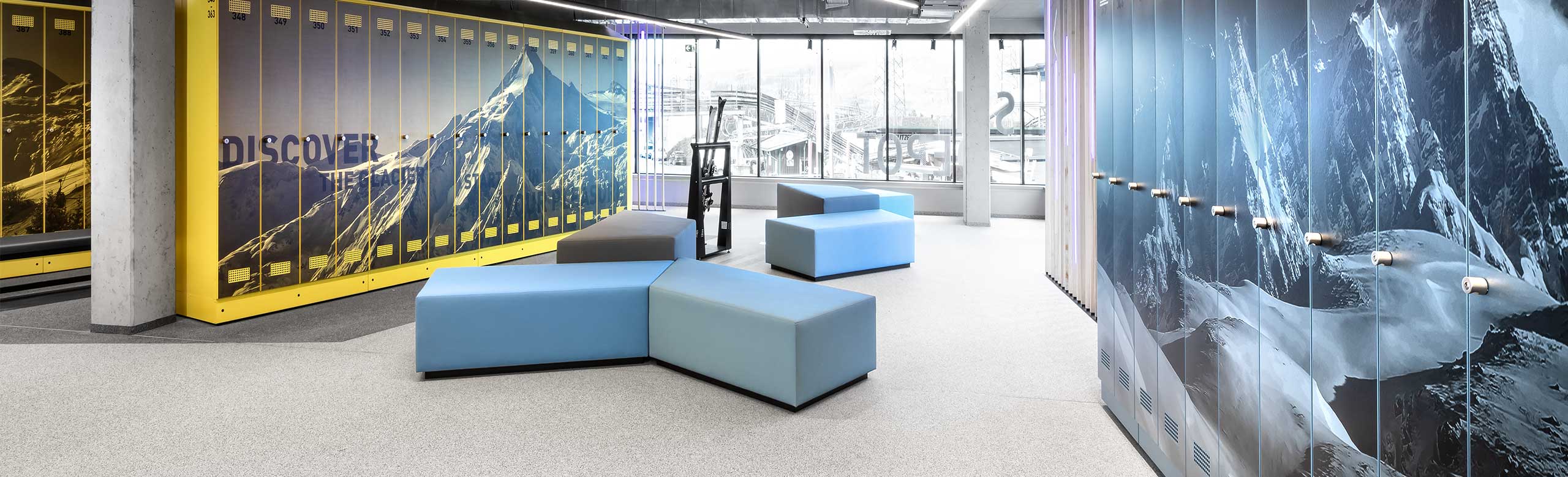 REGUPOL Rubber Flooring - Ski Lodge Sitting area in a ski lodge features REGUPOL rubber flooring that provides a durable, resilient flooring.