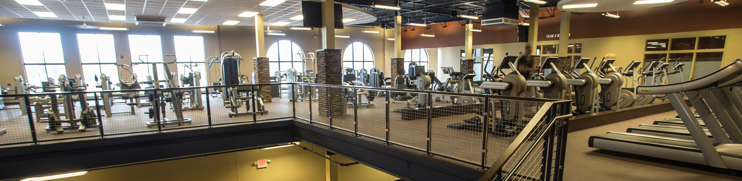 View of the multi-level Team 85 Facility, featuring REGUPOL aktiv flooring beneath a variety of equipment.